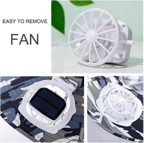 Sun Hat with 2 Solar Fans, Mens Summer UV Protection Wide Brim Fishing Cowboy Hats, Fisherman Hat for Beach Garden Outdoor Sports, USB Charging Navy. in Kuwait