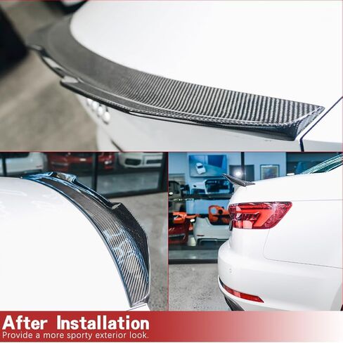 Carbon Fiber Trunk Spoiler Compatible with 2017-2024 Audi A4 S4 B9 Sedan Exterior Duckbill Spoiler Trunk Tail Deck Lid Wing Lip Factory Outlet (Style B) in Kuwait