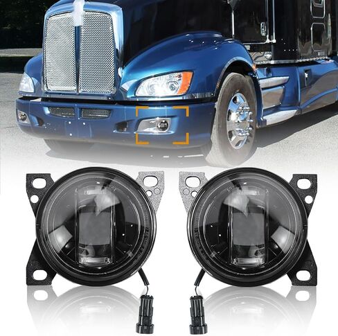 Blcak 12V LED Fog Lights Compatible with Peterbilt 579 587 Kenworth T660 2013-2021 Pair Front Fog Lights Assembly Replacement LH&RH Side in Saudi Arabia