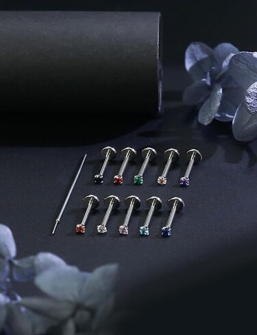 20G 18G 16G Titanium بلا خيوط الأوجه الخلفية المسطحة الأقطاب أنف رنين الأزرار tragus labret medusa piercing المجوهرات G23 Monroe Lip Ring Snake Bite Helix Conch Cartilage أقراط ثقب المجوهرات in Kuwait