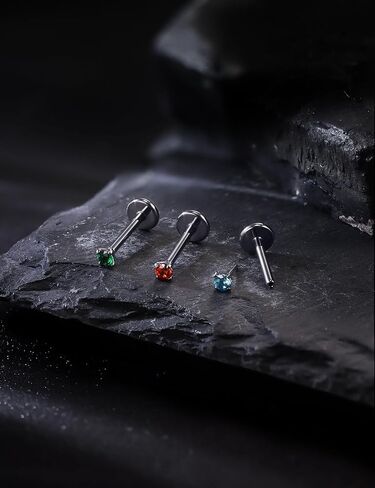 20G 18G 16G Titanium بلا خيوط الأوجه الخلفية المسطحة الأقطاب أنف رنين الأزرار tragus labret medusa piercing المجوهرات G23 Monroe Lip Ring Snake Bite Helix Conch Cartilage أقراط ثقب المجوهرات in Kuwait