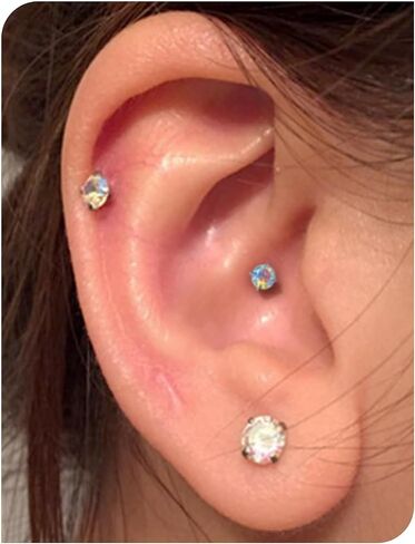 20G 18G 16G Titanium بلا خيوط الأوجه الخلفية المسطحة الأقطاب أنف رنين الأزرار tragus labret medusa piercing المجوهرات G23 Monroe Lip Ring Snake Bite Helix Conch Cartilage أقراط ثقب المجوهرات in Kuwait