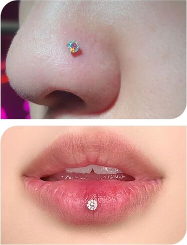 20G 18G 16G Titanium بلا خيوط الأوجه الخلفية المسطحة الأقطاب أنف رنين الأزرار tragus labret medusa piercing المجوهرات G23 Monroe Lip Ring Snake Bite Helix Conch Cartilage أقراط ثقب المجوهرات in Kuwait