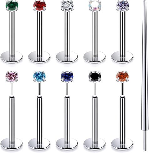 20G 18G 16G Titanium بلا خيوط الأوجه الخلفية المسطحة الأقطاب أنف رنين الأزرار tragus labret medusa piercing المجوهرات G23 Monroe Lip Ring Snake Bite Helix Conch Cartilage أقراط ثقب المجوهرات in Kuwait