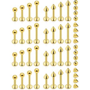 Ftovosyo Labret Jewelry 32pcs Monroe Lip Rings Snake Bite Piercing Jewelry Helix Congring Tragus Cartilage Studs Surgical Steel Percing Jewelry for Women Men 16G 6mm 8mm 10mm 12mm 12mm