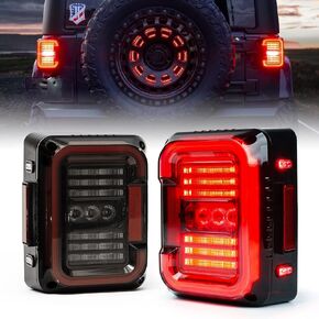 Xprite Smoked C-Shaped JK LED Tail Lights Fit 2007-2018 Jeep Wrangler JK JKU Sport Sahara Rubicon DOT Approved 30W Super Bright Reverse Plug and Play Brake Turn Signal Running Lights