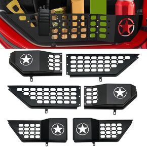 Metal Front and Rear Door Pocket Storage for Jeep Wrangler | Door Pocket for Wrangler JL/JLU 4XE (2018-2025) & Gladiator JT (2020-2025) | Door Storage Accessories | Non-Fit Power Seats | 4PCS, Star