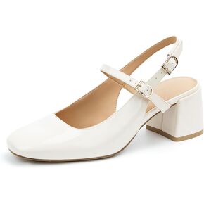 نساء ماري جين مكتنزة منخفضة الكعب مضخات مربع إصبع القدم مشبك حزام حزام حذاء حذاء in Kuwait