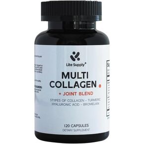 Multi Collagen Complex - 120 Capsules for Men and Women with Type I, II, III, V, X - Hydrolyzed Collagen Peptides, Turmeric Extract Ginger Extract Hyaluronic Acid for Bone and Joint Support Hair Skin