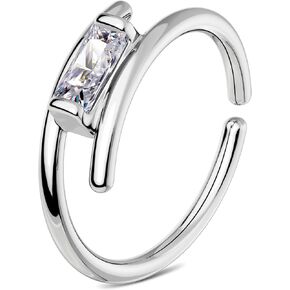 OUFER Double Hoop Nose Rings, 20G Open Nose Rings Hoops 316L Stainless Steel Minimalism Sparkling CZ Nose Rings for Women Men