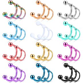 Ten Miro 36pcs 16g حدوث حاجز الحاجز الحاجز الحاجز الصلب المقاوم للصدأ الدائرية الدائرية الغضروف tragus helix حاجب حاجب حدوة حدوة حدوة جسم المجوهرات للنساء الرجال 6mm-12mm (8-12 ملم)