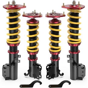 Coilovers Lowering Struts Compatible for 2003-2008 Toyota Corolla E120 E130/ Matrix Front+Rear Shocks Adjustable Height Suspension Coil Spring Strut (Set of 4)(Yellow)