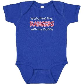 Watching the Rangers with My Daddy Baby Boy's Bodysuit Outfit - Royal