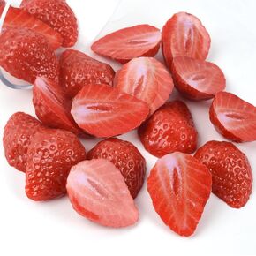 Artificial Strawberry Blocks, 20 Pcs Lifelike Strawberry Fake Fruit Decoration for Home Party Table Photography Props