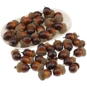 Gresorth 50pcs Artificial Lifelike Simulation Small Acorn Set Decoration Fake Fruit Home House Kitchen Decor