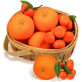 Fake Oranges, Artificial Oranges Fruits Decor Lifelike Fake Fruit Faux Cuties Tangerine for Decoration Fruit Bowl Tray, Orange Party Decor, Orange Kitchen Decor, 5 Large + 4 Clusters (20 Mini)