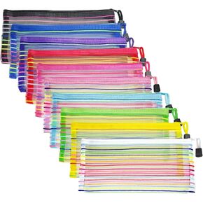 Mesh Pouches(6 Pack), Small Mesh Bags with Zipper Nylon Makeup Pouches Bag Cosmetic Pouch Travel Purse Organizer Insert Diaper Inside Bag Organizers Home Organizing Size See Through Cute Colors