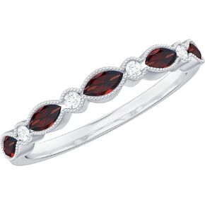 Mothers Day Gifts From Son, Natural Garnet Eternity Band in 14K Gold Plated Silver, AAA Quality, Garnet Moissanite Anniversary Ring - Ready To Gift