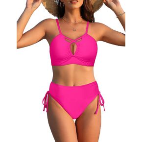 مجموعات Buauty Bikini للنساء ملابس السباحة عالية الخصر السيطرة على قطعتين من قطعتين من قطع الثراء الضيقة نساء 2025