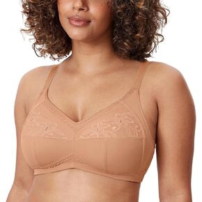 DELIMIRA Women's Mastectomy Pockets Wireless Post-Surgery Plus Size Cotton Sleep Bralette Bra