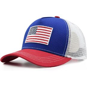 American Flag Trucker Hat, Snapback Mesh USA Flag Baseball Caps, 4th of July for Men Women