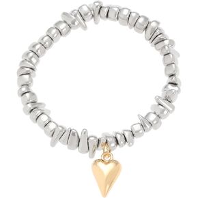 Chunky Gold Bracelets for Women Stackable Bracelets Big Gold Silver Ball Bangle Stretch Beaded Bracelets Jewelry