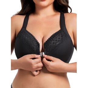 AILIVIN Women's Racerback Front Closure Full Coverage Unlined Underwire Plus Size Bras