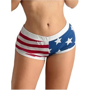 شورتات العلم المصغرة للنساء Y2K Mini Flag Shorts منخفضة الخصر الرسم الصيفي