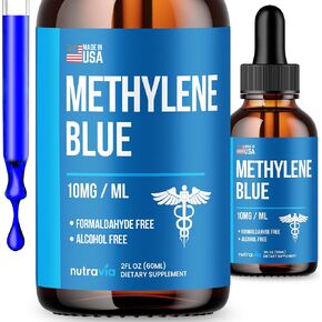 Methylene Blue 99.99% - Official Formula - Methylene Blue Liquid Drops Advanced Strength Formula, Increased Absorption, Methylene Blue Supplement Liquid Powder Compare to Pharmaceutical Grade (2oz)