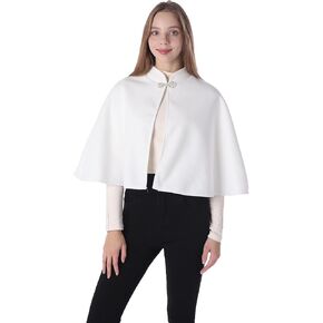Baoqiya Wool Blend Capelet Capes Hooded Warm Poncho Bridal Stole Cape shawl for women