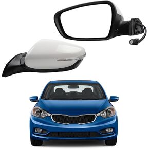 Dasbecan Passenger Side Mirror Black Compatible with 2014 2015 2016 Kia Forte Right Side Rear View Mirror With Manual Folding,Heated,Power Glass Replace# 87620A7200 KI1321181(5 Pins)