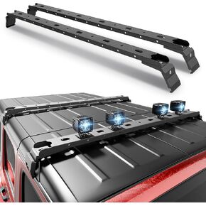 300 LBS Roof Rack Cross Bars with 4 Pcs LED Lights Bar Compatible for 2007-2024 Jeep Wrangler JK JKU JL JLU Unlimited & Gladiator JT Hardtop, Roof Rail Crossbars Cargo Carrier Rooftop Luggage