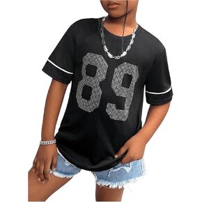 SOLY HUX Girl's Y2k Jersey Shirts Number Graphic Rhinestone T Shirts Short Sleeve Streetwear Tee Tops