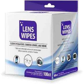 Pure-Aid Lens Wipes, Cleans Eyeglasses Camera Lenses, Smart Phones and More - 100ct (Individually Wrapped Wipes) per pack