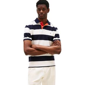 Tommy Hilfiger Men's Short Sleeve Casual Polo Shirts in Regular Fit with Rugby Stripe Designs