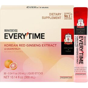 JungKwanJang Korean Red Ginseng Extract Everytime Grapefruit | Energy Boost, Antioxidant | Ginseng Supplement, Enegy Supplent, Gluten Free | 30 Count