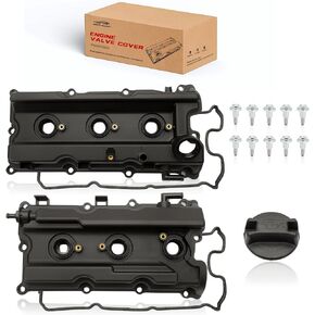 Engine Valve Covers Fit for Nissan Frontier Xterra Pathfinder, Engine Cover Kit with Bolts & Cap & Gaskets Replacement 13264-EA210 13264-EA200 (Left Sise& Right Side)