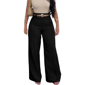 LAJIOJIO Wide Leg Dress Pants for Women Dressy Business Casual High Waisted Straight Leg Work Office Trousers Slacks