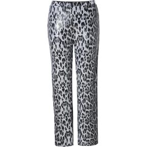 Women Long Straight Pants Casual Elastic Waist Sequins Cute Women's Trouser Comfy Bottoms