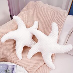 Marble Empire Starfish Pillow Shaped Beach Decorative Throw Pillows Cute Coastal Stuffed Animal Plush Soft Ocean Bedding for Bedroom(Blue)