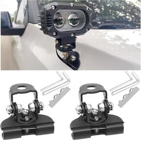 Car LED Light Bar Mounting Bracket, 2PCS Adjustable Vehicle Pillar Hood Clamp Lights Mounts, Automotive LED Work Light Mount Clamp Holder Accessories, Universal for Offroad SUV Truck (Black)