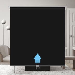 Luckup Blackout Sholdless Roller Shades for Windows ، Room Darkening Free-Stop Howling Strains Rolling Strims ، ظلال نافذة معزولة حرارية مقاومة للماء للمنزل والمكاتب ، الأسود ، 32 "W × 72" L.