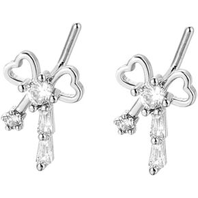 2pcs 20g مقنن قوس على شكل حرف L أزرار للنساء للنساء الفولاذ الفولاذ CZ القوس أنف أزرار أنف الأنف ثقب المجوهرات