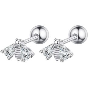 16G Stainless Steel Small Bee Stud Earrings for Women Cute CZ Bumblebee Cartilage Studs Earring Conch Helix Rook Daith Piercing Jewelry
