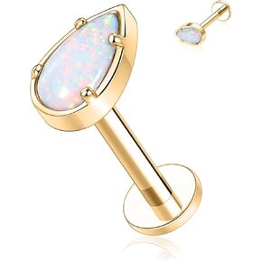 GAGABODY G23 Titanium Labret Studs 16G Tragus Earring Helix Stud Internally Threaded Labret Water Drop Opal Cartilage Monroe Piercing Lip Studs Tragus Piercing
