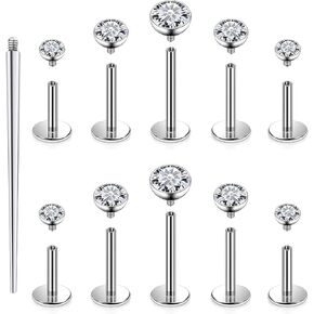 Cisyozi G23 Titanium 20G 18G 16G Fat Back Nose Rings Studs Internally Threaded Lip Labret Medusa Rings Studs Cartilage Tragus Helix Conch Earrings Piercing Jewelry for Women Men 6mm 8mm 10mm Bars in Kuwait