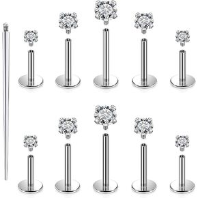 Cisyozi G23 Titanium 20G 18G 16G Fat Back Nose Rings Studs Internally Threaded Lip Labret Medusa Rings Studs Cartilage Tragus Helix Conch Earrings Piercing Jewelry for Women Men 6mm 8mm 10mm Bars in Kuwait