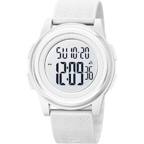 Womens White Digital Watches Ultra-Thin Minimalist Simple Sports Waterproof with Wide-Angle Display Rubber Strap Wrist Watch for Womens Watch