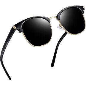 Joopin Vintage Sunglasses Half Frame Sun Glasses Polarized UV Protection Browline Shades for Women Men
