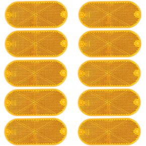 10 Pack Red Self Adhesive and Drill Mount Oval Reflectors, Road Safety Gate Posts Rear Reflectors for Trailer Caravan Truck Tractor Boat Lorry Motorcycle Fence Gate Post